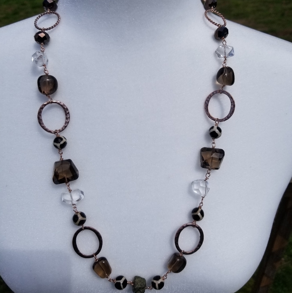 Smokey Quartz  &  Copper Necklace